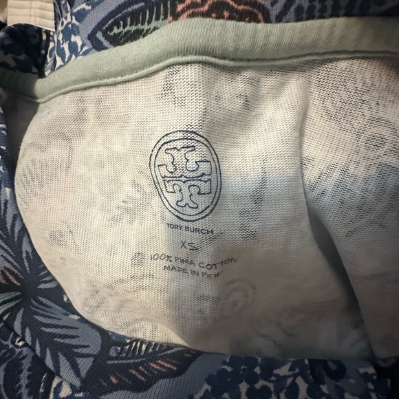 Tori Burch Tory Burch Blue Floral Print Drawstring T-Shirt Dress XS - Picture 4 of 4